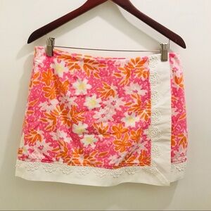 Lilly Pulitzer Wrap Skirt Skort Pink Orange 8